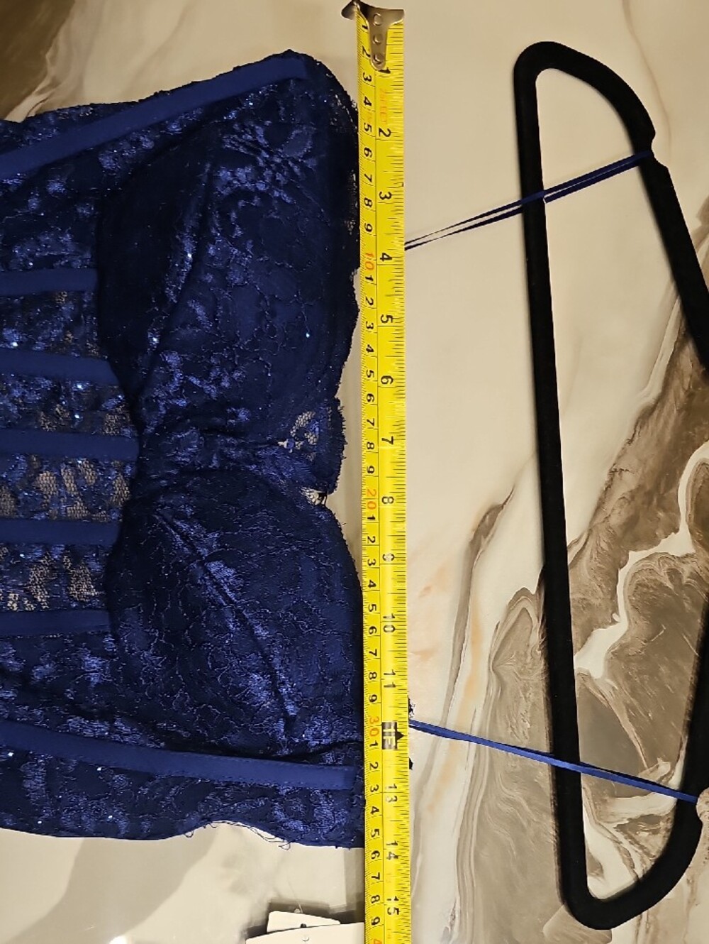 Navy Blue Lace Bustier Mini Dress - Picture 9 of 10